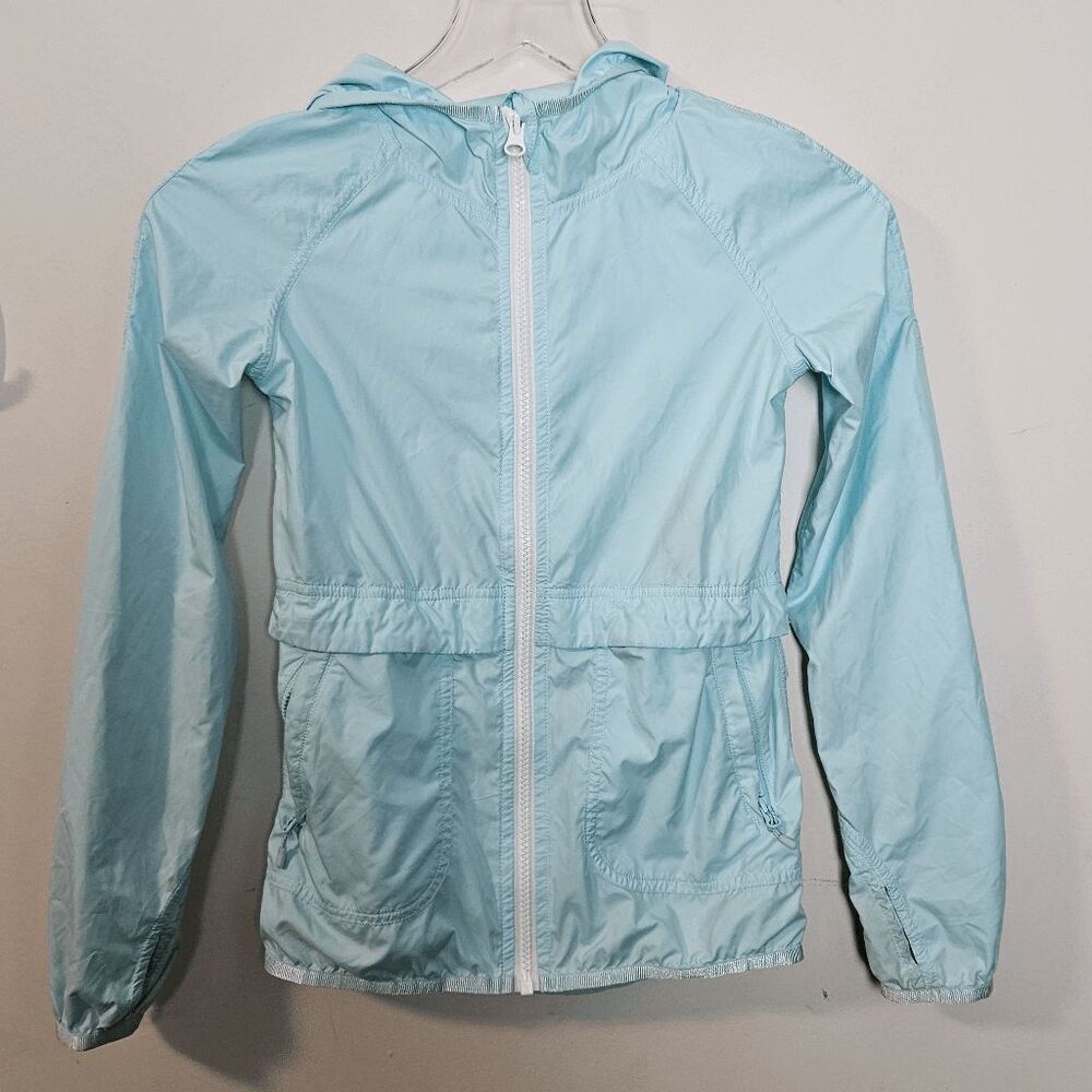 Ivivva Pactive Full Zip Long Sleeve Hooded Windbreaker Jacket Girls Blue Size 7